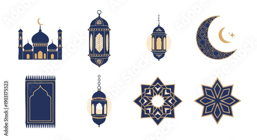 Ensemble Dicônes Professionnelles Ramadan Bleu Or