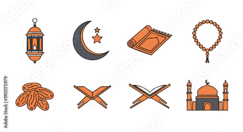 Grille Dicônes Religieuses du Ramadan en Bichromie Chaude