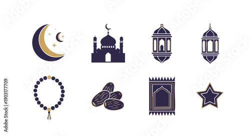 Symboles Religieux du Ramadan or de Luxe