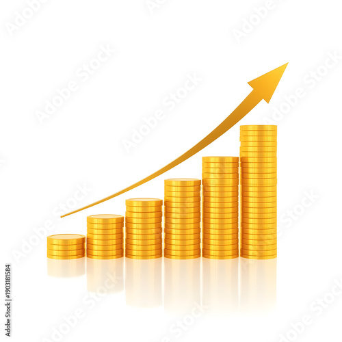 Business graph with gold coins