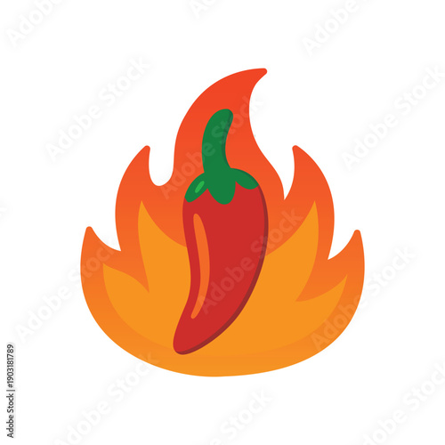 red hot chili logo, chili burning with fire
