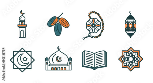 Ensemble de Symboles Duotone Géométriques du Mois Sacré