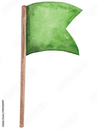 Set of Watercolor Illustrations for St. Patrick's Day. Hand drawn isolated clipart with a leprechaun hat, clovers, golden coins, Irish Flag, green beer and a pot of gold. Talismans for good luck