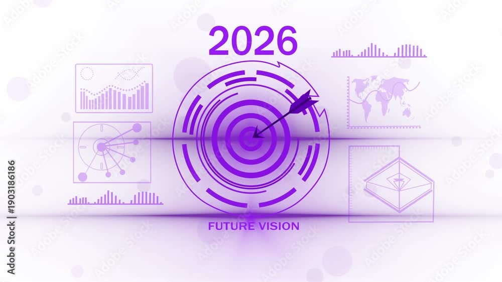 2026 future vision bullseye animation, Futuristic target with a arrow ...