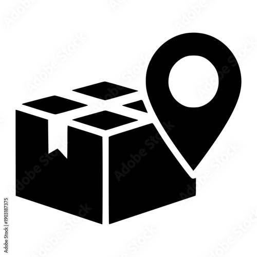 Shipping package tracking location pin icon symbolizing delivery logistics synchronization and successful parcel destination confirmation system