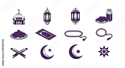 Symboles Duotones Royaux Minimalistes du Ramadan