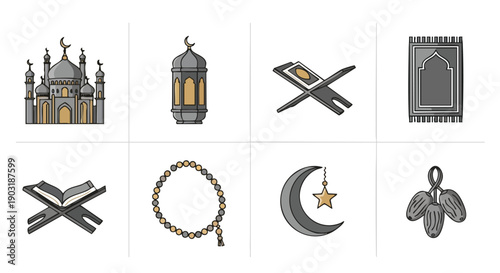 Symboles du Ramadan Duotone or Minimaliste