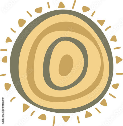 Round motif boho drawing. Aztec circle element
