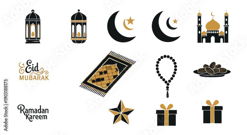 Collection de Symboles de Ramadan Minimalistes or Duotone