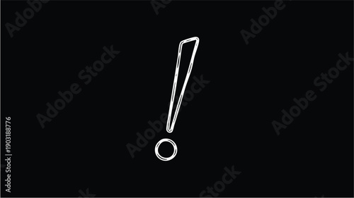 Minimalist Exclamation Mark Symbol on Black Background.