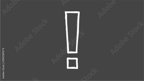 Simple White Exclamation Mark on Dark Gray Background.