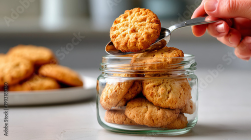 Hand Scooping Biscuits from...