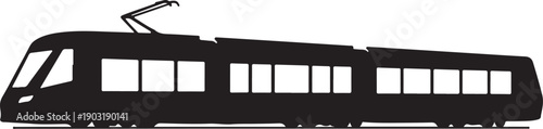 Light Rail Tram Silhouette Side View Modern Design