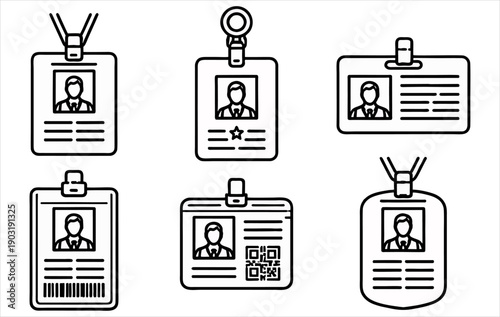 Press ID Badge Icons. Journalist Press Pass Icons. Media Accreditation Badge Icons – Journalist Identification Card Line Set