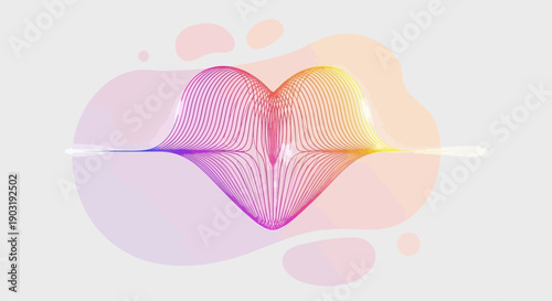 Abstract gradient heart line art reflecting emotion and modern digital connections and feelings