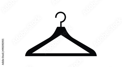 Simple black outline of a clothes hanger on a white background