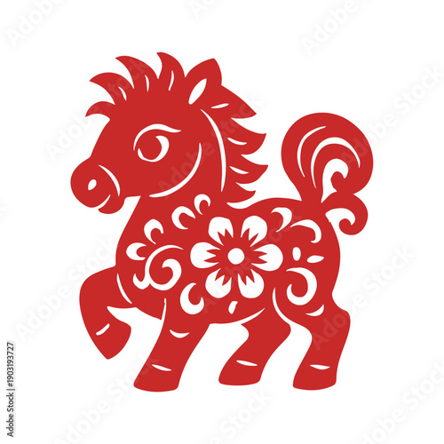 cute floral paper cut horse