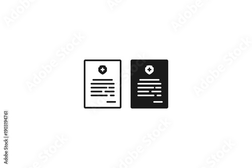 solid and outline icon of health insurance