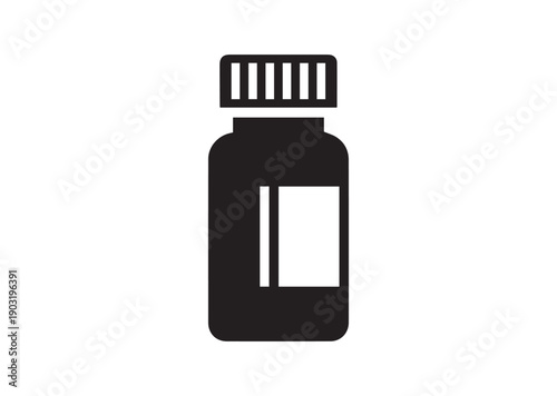 Pill Bottle Icon, Editable Solid Vector Illustration