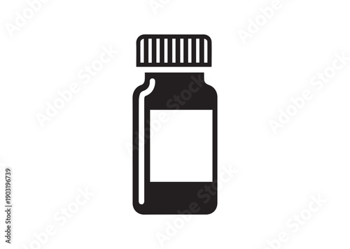 Pill Bottle Icon, Editable Solid Vector Illustration