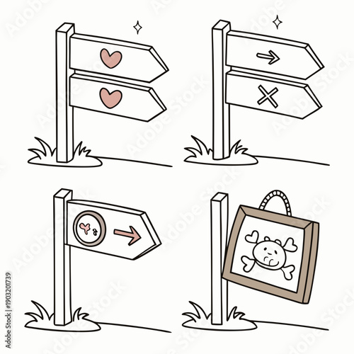 Four distinct flags with unique symbols and designs on white backgrounds Vector