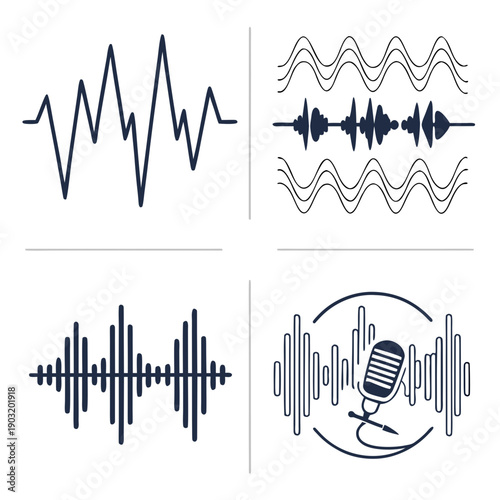 Exploring the diverse representations of sound waves and their visualizations Vector