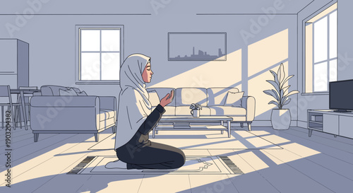 Muslim Woman Praying at Home