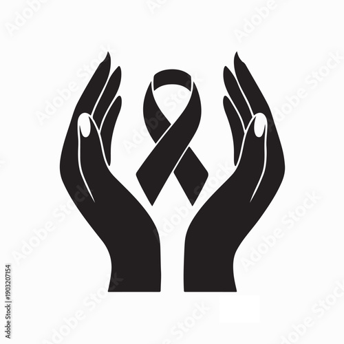 Black  Breast Cancer Awareness Ribbon design Logo Vector on White Background