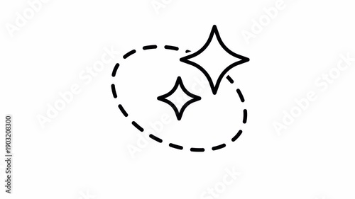 Generative Fill Icon, Minimalist Outline, Drawing Line Reveal, 4K Transparent Background