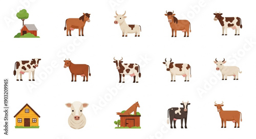 Collection of Farm Animals and Buildings.