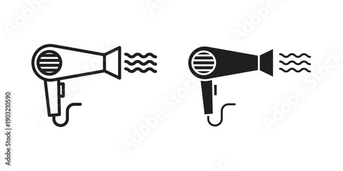 Hair dryer icons for graphic design, logo, Web site, social media, UI, mobile app, vector illustration