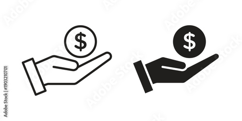 Hand money exchange icons for graphic design, logo, Web site, social media, UI, mobile app, vector illustration