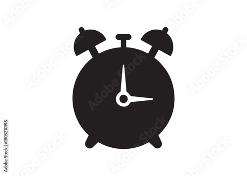 Alarm Clock Flat Icon, Editable Solid Vector Illustration