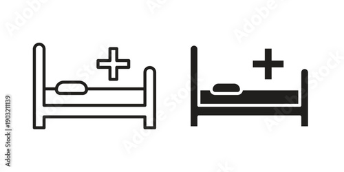 Hospital bed icons for graphic design, logo, Web site, social media, UI, mobile app, vector illustration