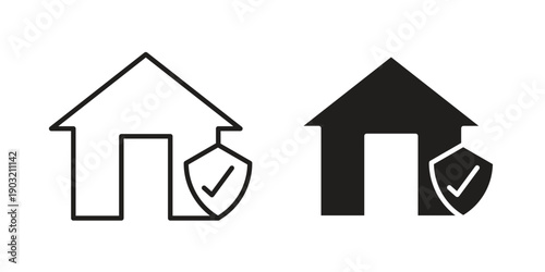 Home insurance icons for graphic design, logo, Web site, social media, UI, mobile app, vector illustration