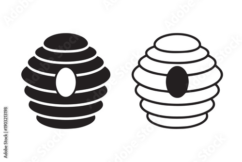 Iconic beehive design in both solid and outline styles on white background