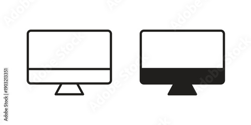 Monitor icons for graphic design, logo, Web site, social media, UI, mobile app, vector illustration