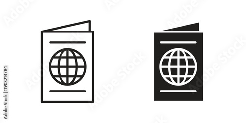 Passport icons for graphic design, logo, Web site, social media, UI, mobile app, vector illustration