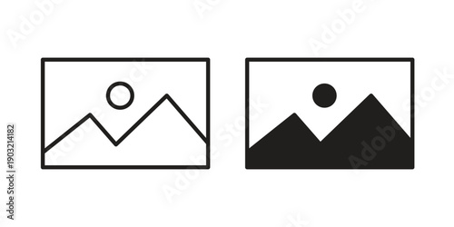 Picture icons for graphic design, logo, Web site, social media, UI, mobile app, vector illustration