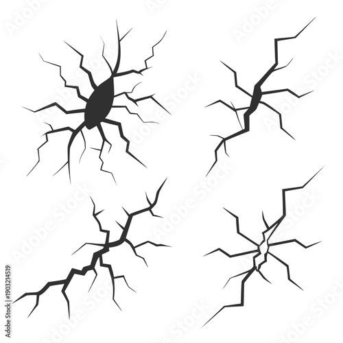 Four distinct illustrations of neurons with unique branching patterns Vector