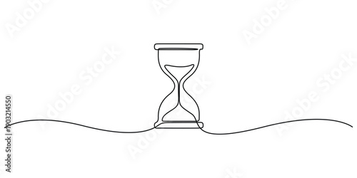 Minimalist illustration of an hourglass single, continuous line drawing vector illustration