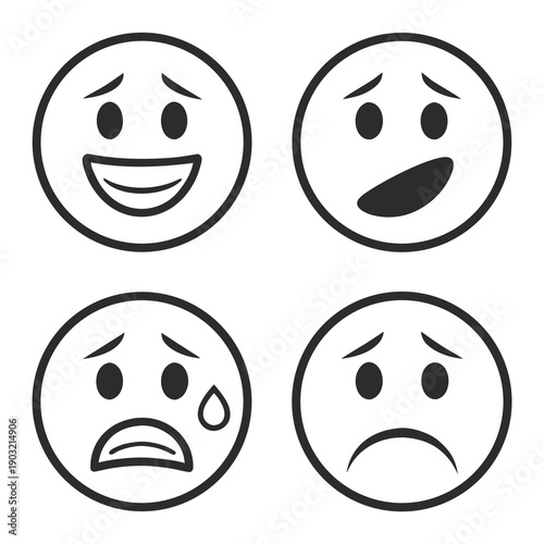 Diverse range of facial expressions depicting various emotions and moods Vector