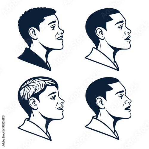 Illustration of different hairstyles and haircuts for men Vector