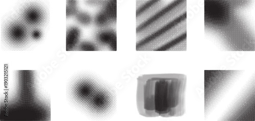 Abstract blur gradient texture set for modern graphic design. Soft monochrome effects create depth and motion. Ideal for backgrounds, branding, posters, and digital artwork layouts today.