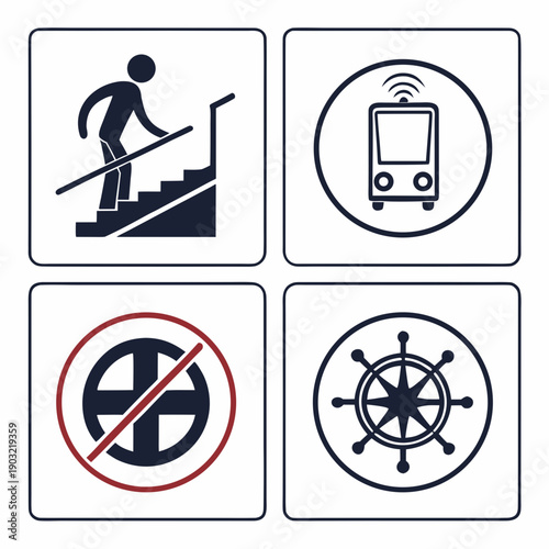 Signs indicating restrictions and allowed activities in a specific area Vector
