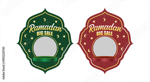 Ramadan sale banner  label background arabic ornament lantern mosque star moon vector design