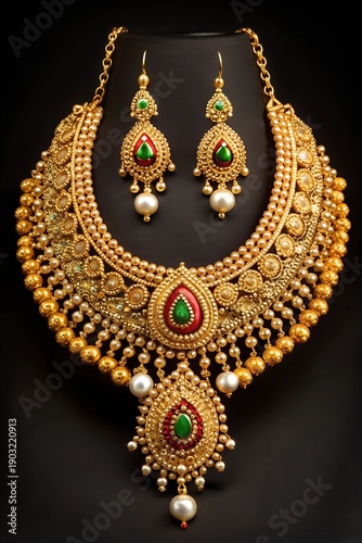 Artificial gold jwellery - neckless with stones