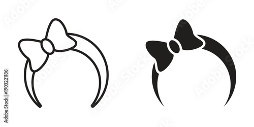 Hair band icon suitable design silhouette and line art style on white background