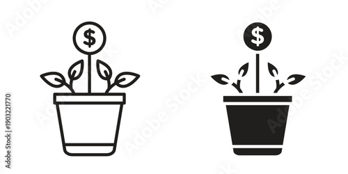 Investment tree icon suitable design silhouette and line art style on white background