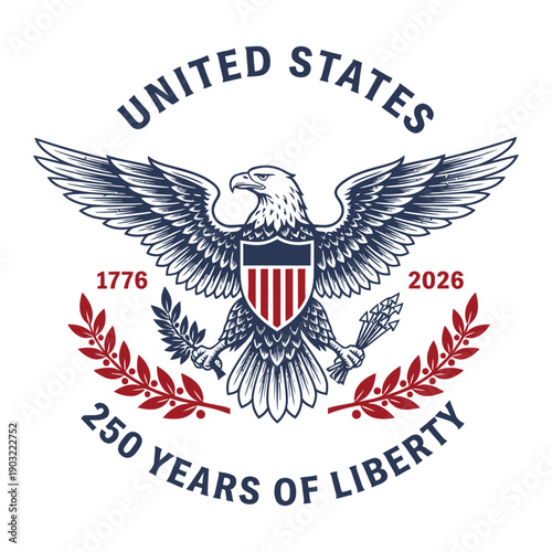 United States Eagle Emblem Celebrating 250 Years of Liberty